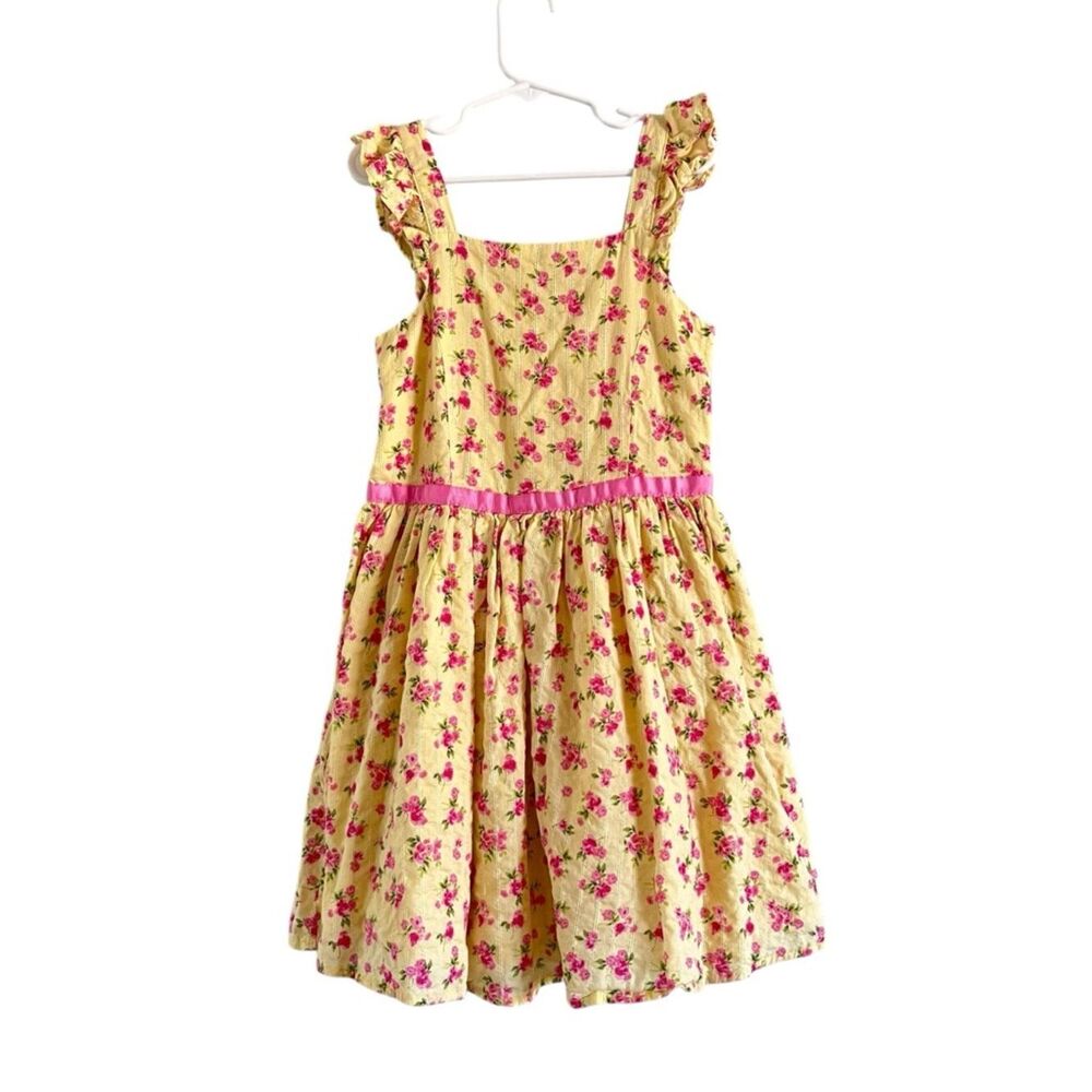 Zunie Girl Yellow Floral Ruffle Dress